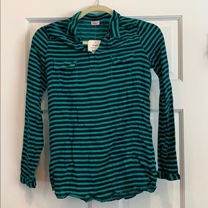 Splendid green/navy long sleeve shirt. Sz 14. NWT!